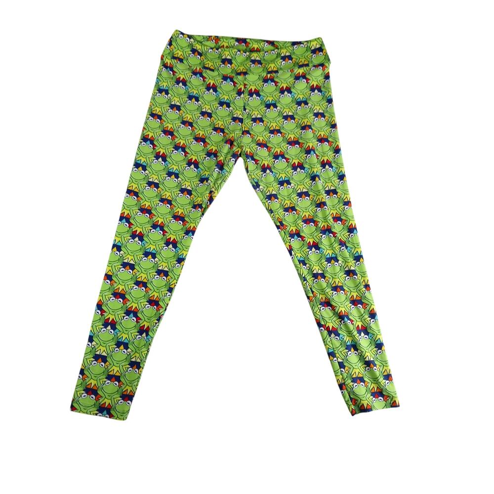 LuLaRoe Leggings Womens Green TALL & CURVY (12-18) Pants Kermit The Frog Muppets